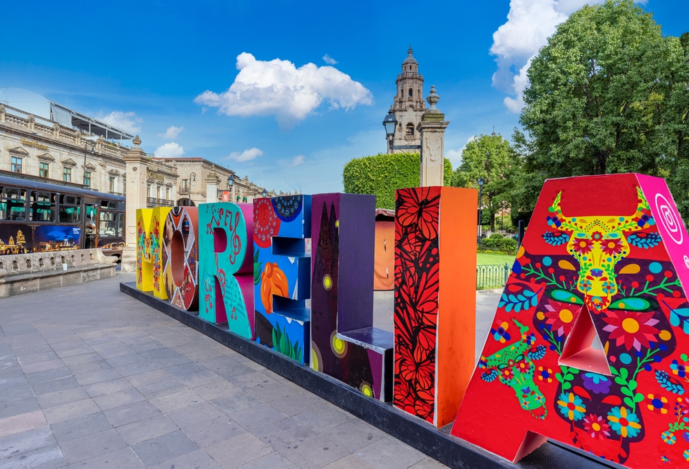 Morelia’s colorful sign in the Historic Center.