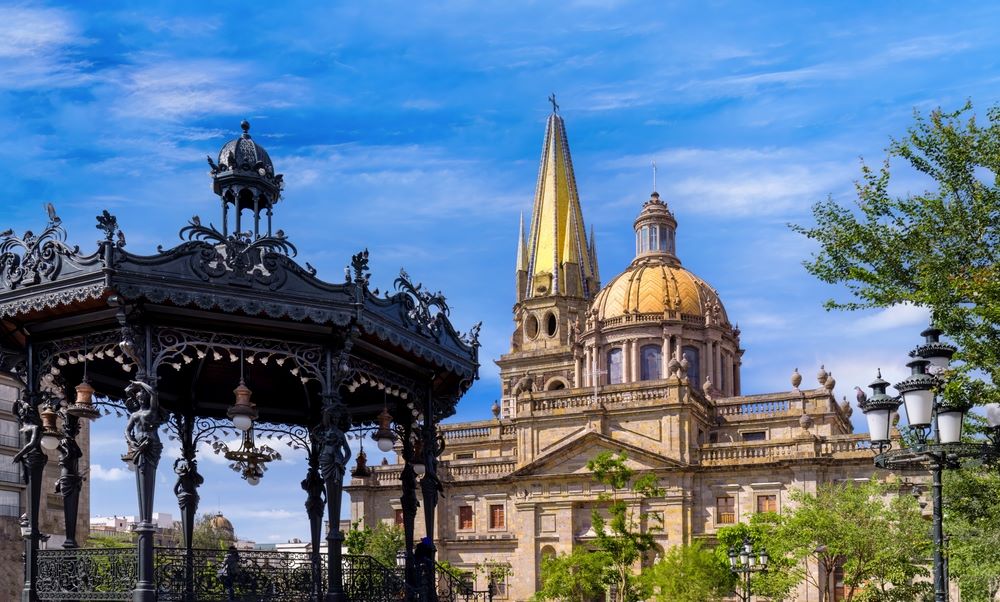 Guadalajara, Plaza de Armas in the historic center of the city near the Central Cathedral of Guadalajara.