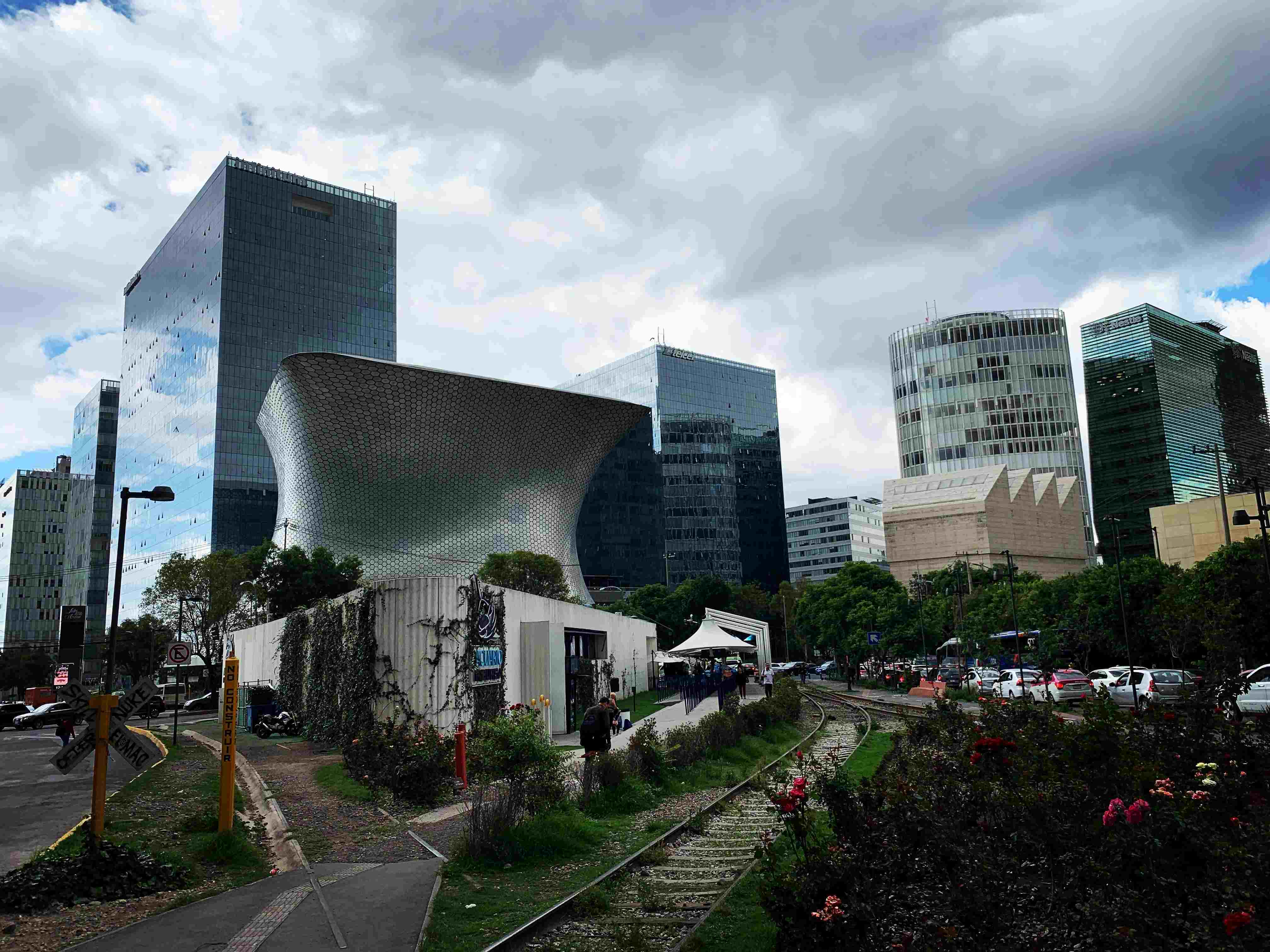 The Bank of Mexico (Spanish: Banco de México) central bank building facade at the corner of Eje Central avenue and 5 de Mayo avenue downtown Mexico city.