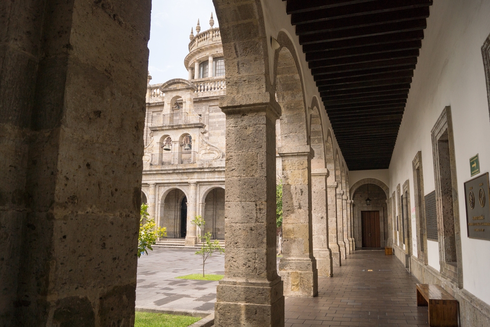 Interior hallways of Hospicio Cabañas UNESCO site Guadalajara Mexico.