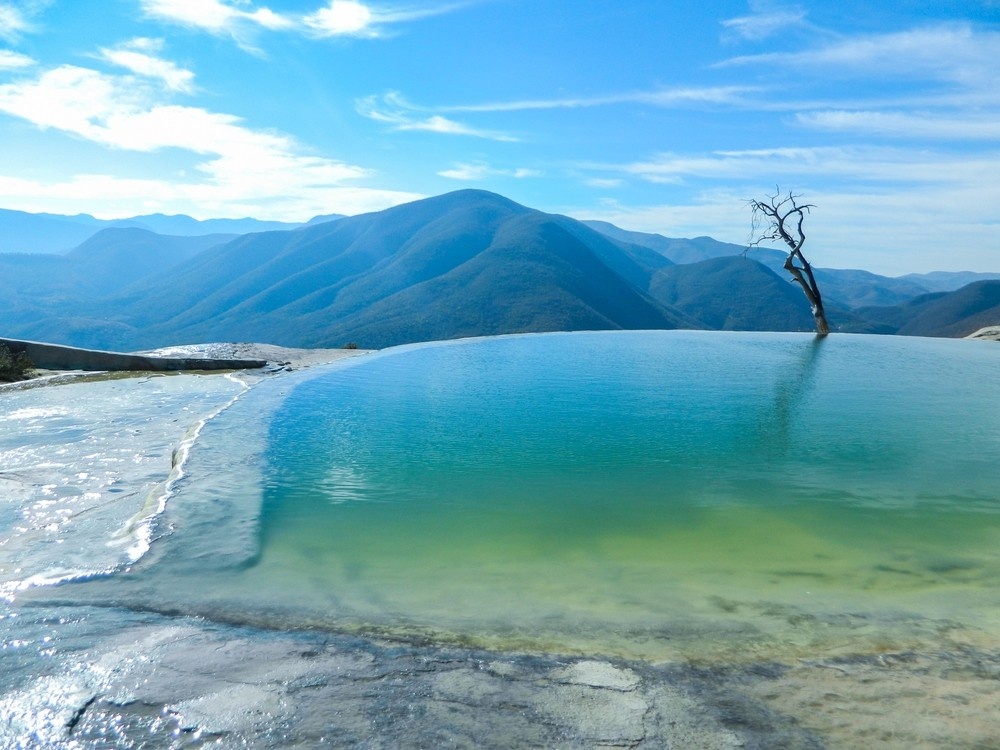 Vista panorámica de Hierve el Agua, en Oaxaca.