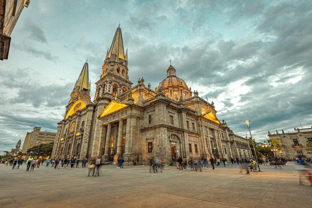 Guadalajara’s Cathedral in the historic center on a cloudy day.
