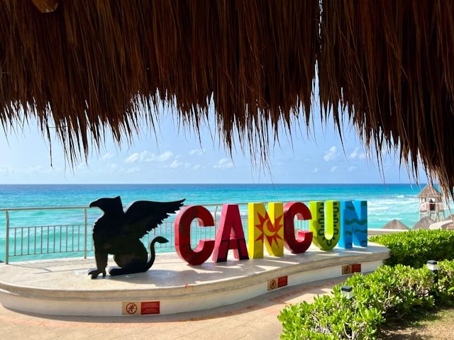 Colorful Cancun sign near Playa Delfines.