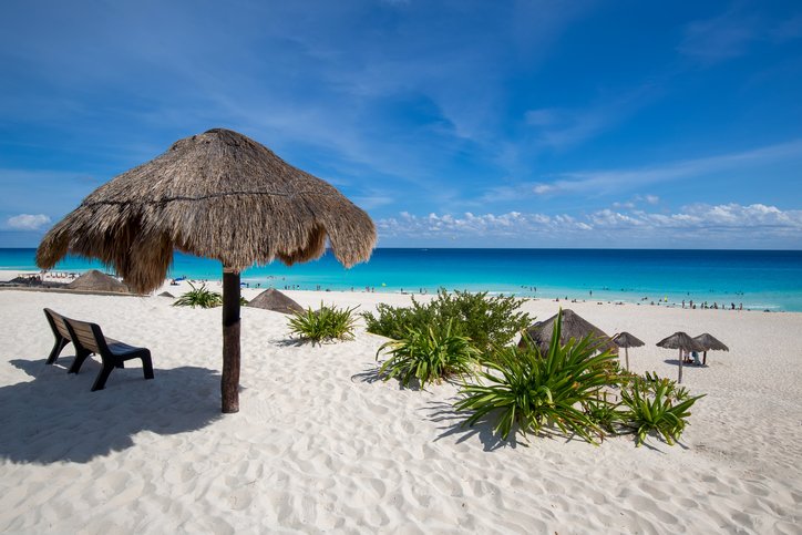White-sand beach in Cancun.