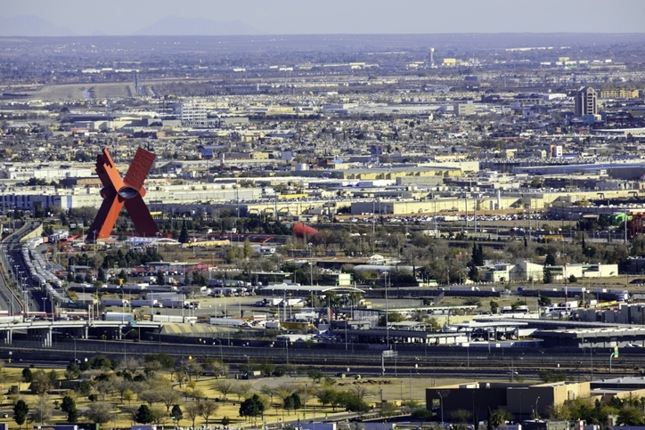 Vista aérea de Ciudad Juárez y la famosa X.