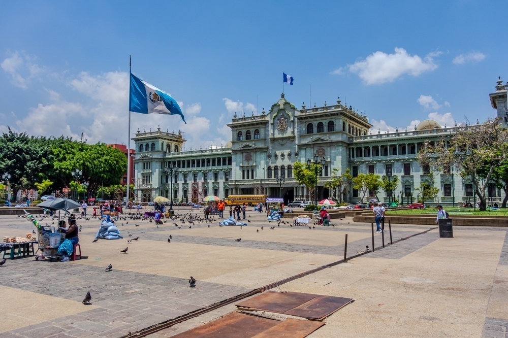 Panoramic view of National Palace of Culture in the historic center of Guatemala City.