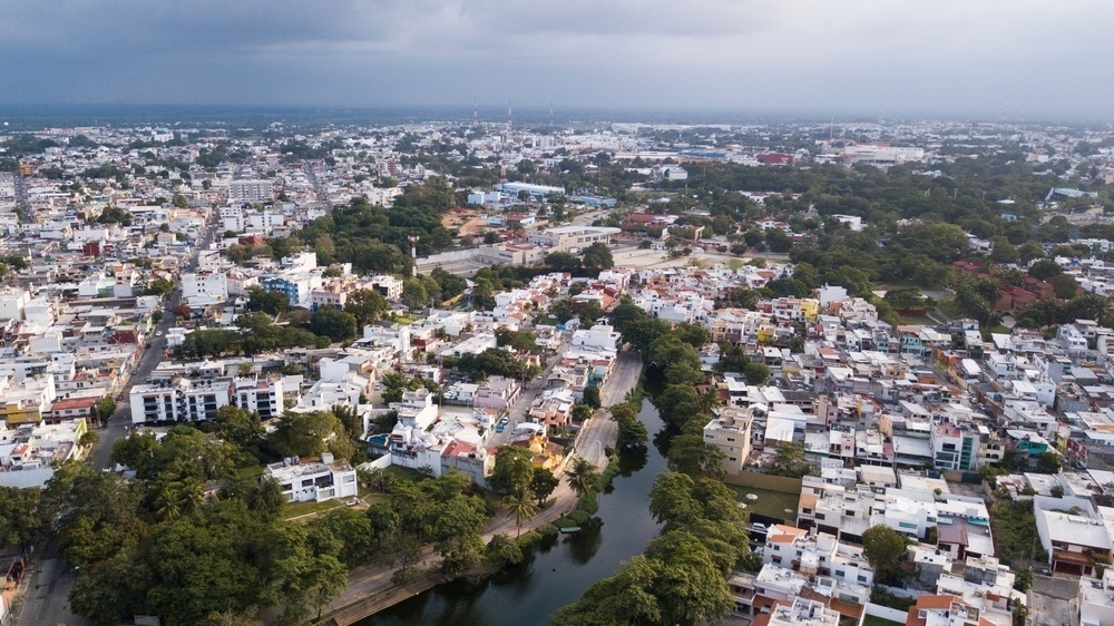 Vista aérea de la ciudad de Villahermosa, Tabasco.