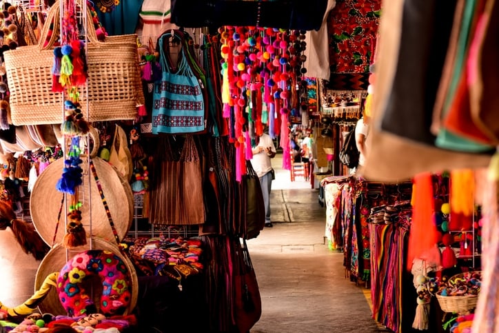 Textile crafts at La Ciudadela artisan market.