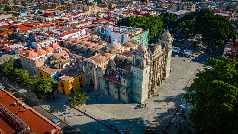 Aerial view of Oaxaca Cathedral.