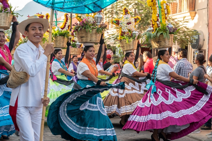 Traditional parade through the streets of Oaxaca