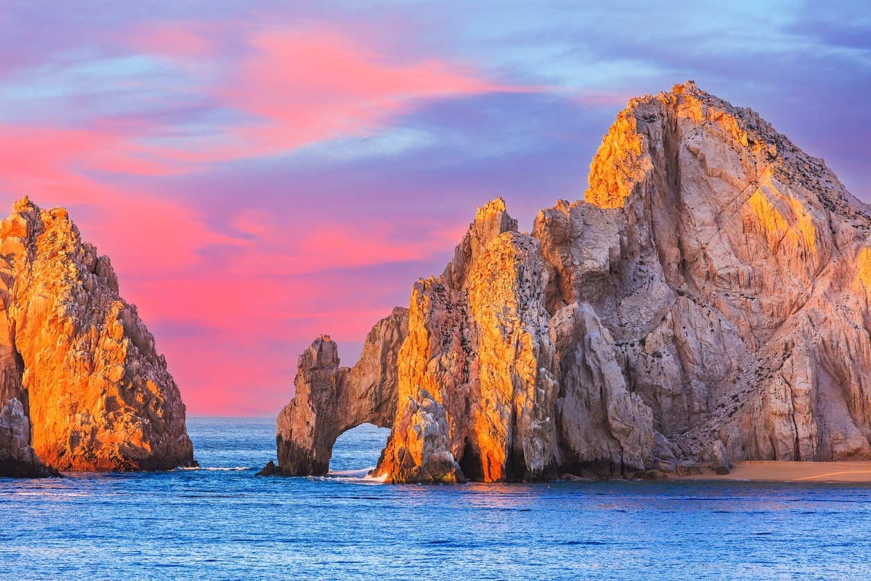 Cabo San Lucas with the magical colors of the sunset.
