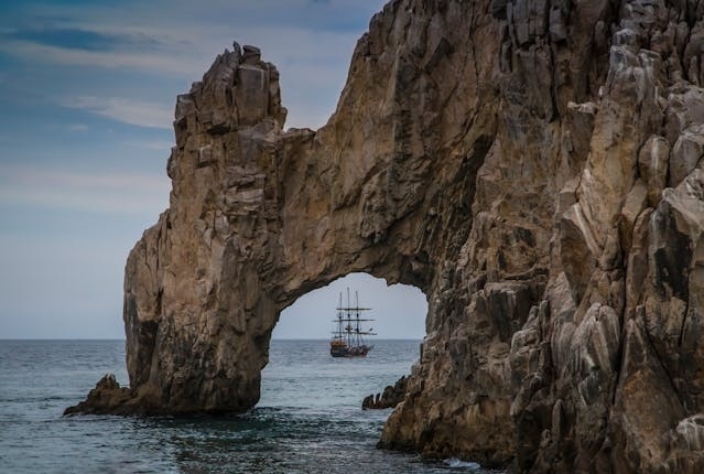 A ship passing by El Arco, at Cabo San Lucas.