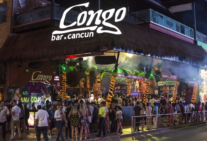 Spring break celebration at Congo Bongo bar in Cancún.