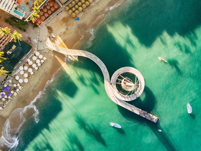 Aerial view of Puerto Vallarta’s boardwalk.