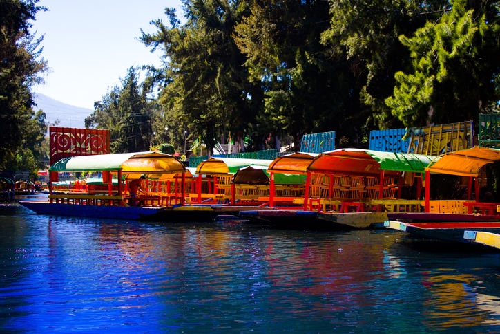 Trajineras at Xochimilco lake.